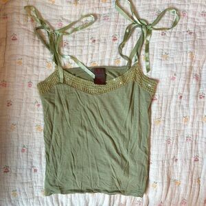 Vintage Y2K Danier Light Green Beaded Camisole Tank Top
